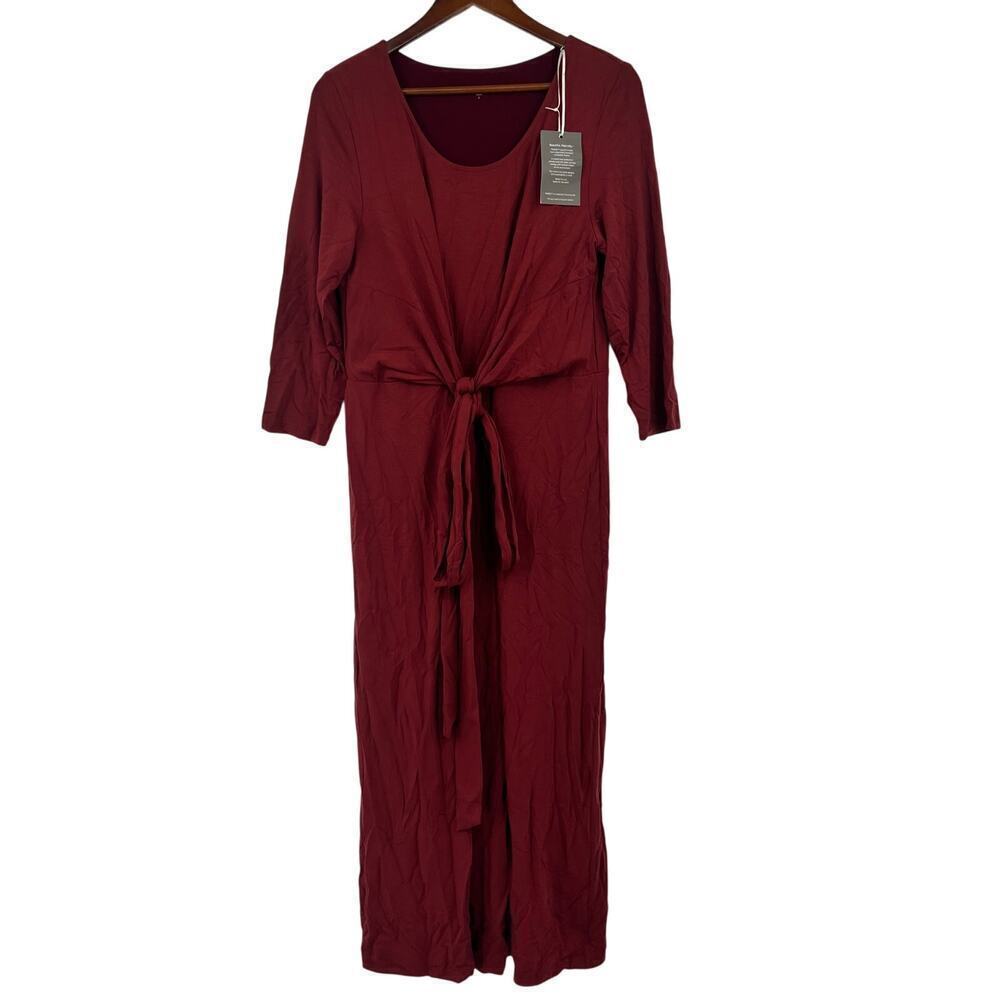 NEW Garnet Hill Ballet Wrap Knit Midi Dress classic fit ballet wrap size large - Picture 2 of 10